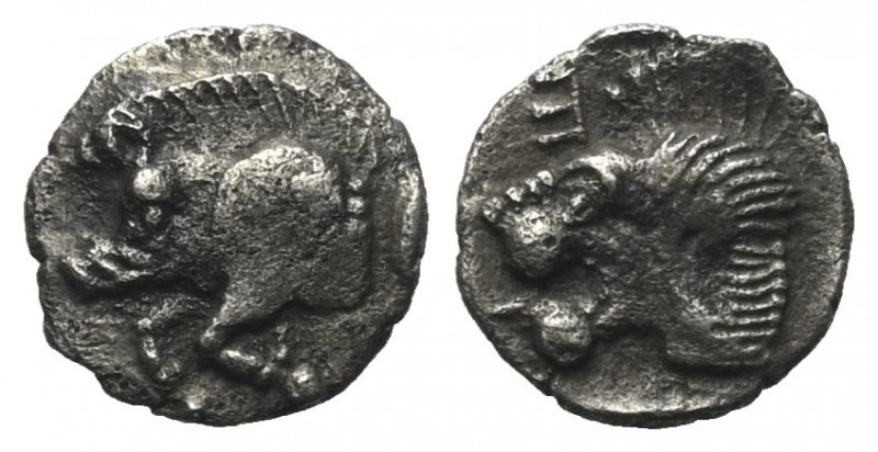 Mysien. Kyzikos.

 Obol (Silber). Ca.450 - 400 v. Chr.
Vs: Vorderteil eines E...