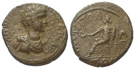 Makedonien. Amphipolis. Diadumenianus (Caesar 217 - 218 n. Chr.).

 Bronze.
Vs: Büste mit Panzer und Paludament rechts.
Rs: Tyche mit Mauerkrone u...