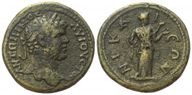 Bithynien. Nikaia. Caracalla (197 - 217 n. Chr.).

 Bronze.
Vs: Büste mit Lorbeerkranz rechts.
Rs: Hygieia mit Schlange und Phiale nach rechts ste...