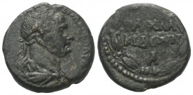 Koile-Syrien. Chalkis am Libanon. Traianus (98 - 117 n. Chr.).

 Bronze. Ca. 31 - 30 v. Chr.
Vs: Büste Trajan mit Lorbeerkranz, Paludament und Panz...