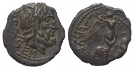 L. Rubrius Dossenus.

 Quinar (Silber). 87 v. Chr. Rom.
Vs: DOSSEN. Kopf des Neptun mit Lorbeerkranz rechts, dahinter Dreizack.
Rs: L RVBRI. Victo...