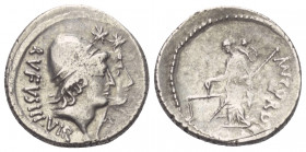 Mn. Cordius Rufus.

 Denar (Silber). 46 v. Chr. Rom.
Vs: RVFVS III VIR. Köpfe der Dioscuren mit Pilei rechts, darüber Sterne.
Rs: MN CORDIVS. Venu...