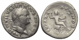 Vespasianus (69 - 79 n. Chr.).

 Denar (Silber). 74 n. Chr. Rom.
Vs: IMP CAESAR VESPASIANVS AVG. Kopf mit Lorbeerkranz rechts.
Rs: PON MAX TR P CO...