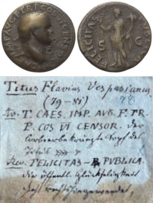 Titus (79 - 81 n. Chr.).

 Dupondius. 77 - 78 n. Chr. (unter Vespasianus). Lug...