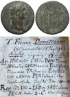 Domitianus (81 - 96 n. Chr.).

 As. 88 n. Chr. Rom.
Vs: IMP CAES DOMIT AVG GERM - P M TR P VIII CENS PER P P. Büste mit Lorbeerkranz rechts.
Rs: C...