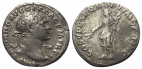 Traianus (98 - 117 n. Chr.).

 Denar (Silber). 103 - 111 n. Chr. Rom.
Vs: IMP TRAIANO AVG GER DAC P M TR P. Büste mit Lorbeerkranz und Drapierung r...