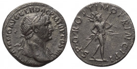 Traianus (98 - 117 n. Chr.).

 Denar (Silber). 113 - 114 n. Chr. Rom.
Vs: IMP TRAIANO AVG GER DAC P M TR P COS VI P P. Büste mit Lorbeerkranz und P...