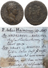 Hadrianus (117 - 138 n. Chr.).

 As. 134 - 138 n. Chr. Rom.
Vs: HADRIANVS AVG COS III P P. Drapierte Büste mit Lorbeerkranz rechts.
Rs: [FORTVNAE ...