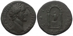 Antoninus Pius (138 - 161 n. Chr.).

 Sesterz. 158 - 159 n. Chr. Rom.
Vs: ANTONINVS AVG PIVS P P TR P XXII. Kopf mit Lorbeerkranz rechts.
Rs: COS ...