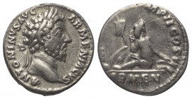 Marcus Aurelius (161 - 180 n. Chr.).

 Denar (Silber). 163 - 164 n. Chr. Rom.
Vs: ANTONINVS AVG ARMENIACVS. Kopf mit Lorbeerkranz rechts.
Rs: P M ...