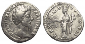 Marcus Aurelius (161 - 180 n. Chr.).

 Denar (Silber). 166 - 167 n. Chr. Rom.
Vs: M ANTONINVS AVG ARM PARTH MAX. Kopf mit Lorbeerkranz rechts.
Rs:...