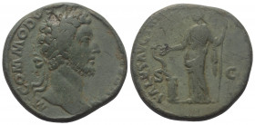 Commodus (177 - 192 n. Chr.).

 Sesterz. 181 - 183 n. Chr. Rom.
Vs: M COMMODVS [ANTONIN]VS AVG. Kopf mit Lorbeerkranz rechts.
Rs: SALVS AVG [...] ...