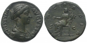 Crispina (gest. 192 n. Chr.).

 Sesterz. 177 - 182 n. Chr. Rom.
Vs: CRISPINA AVGVSTA. Drapierte Büste rechts.
Rs: CONCORDIA / S - C. Concordia mit...