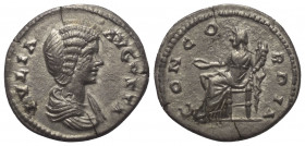 Iulia Domna (gest. 217 n. Chr.).

 Denar (Silber). 196 - 211 n. Chr. Laodiceia ad Mare.
Vs: IVLIA AVGVSTA. Drapierte Büste rechts.
Rs: CONCORDIA. ...