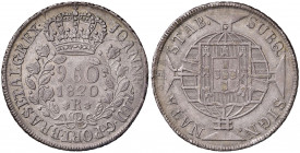 Johann VI. von Portugal, Prinzregent 1799 - 1818, König 1816 - 1826
Brasilien. 960 Reis, 1820. überprägt auf 8 Reales
R-Rio de Janeiro
26,81g
KM 326.1...