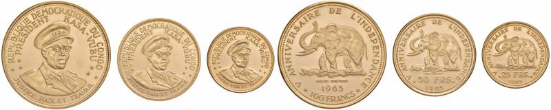 Republik Kongo (Zaire), 1960 - 1971
Congo. 25/50/100 Francs, 1965. auf 5 Jahre U...