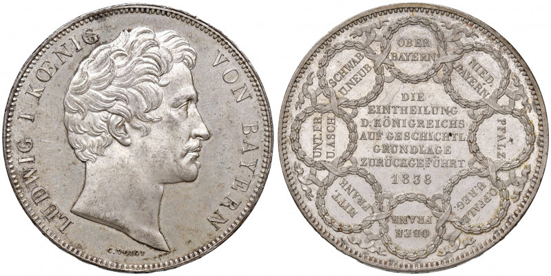 Ludwig I. 1825 - 1848
Deutschland, Bayern. Geschichtsdoppeltaler, 1838. "EINTHEI...