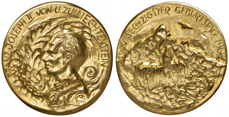 Franz Joseph II. 1938 - 1989
Liechtenstein. Au-Medaille. von Salvadore Dali. Auf...