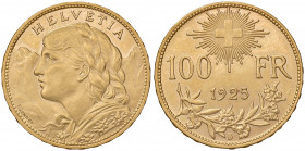 Eidgenossenschaft
Schweiz. 100 Franken, 1925 B. Bern
32,38g
Friedb. 502, HMZ 2-1193a
f.stgl/stgl