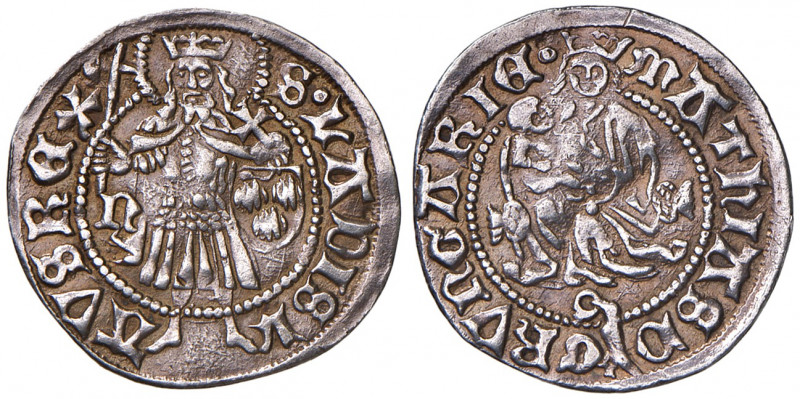Matthias Corvinus 1458-1490
Ungarn. Ag-Goldgulden, o. Jahr. Nagybanya
1,74g
verg...