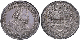 Rudolph II. 1576 - 1612
2 Taler, 1604. Hall
57,05g
MzA Seite 90
min. Zainende am Rand
vz/stgl