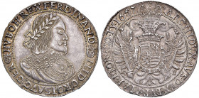 Ferdinand III. 1637 - 1657
Taler, 1657, KvB. Kremnitz
28,68g
Her. 487
vz/stgl