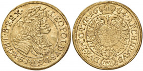 Leopold I. 1657 - 1705
Dukat, 1684. Wien
3,42g
Her. 230
f.vz
