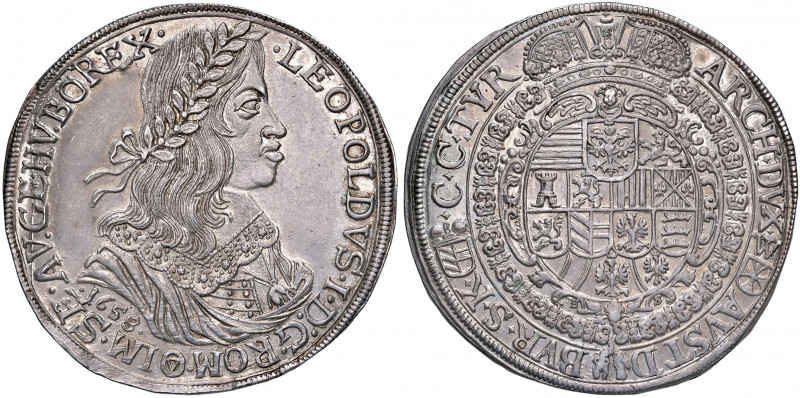 Leopold I. 1657 - 1705
Taler, 1658. Wien
29,00g
Her. 585
f.stgl