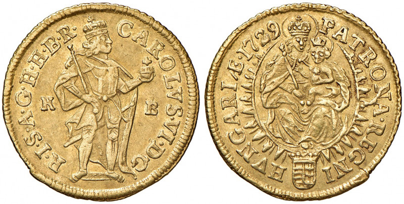 Karl VI. 1711 - 1740
Dukat, 1729, K-B. Kremnitz
3,50g
Her. 156
f.vz