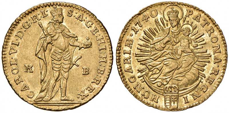 Karl VI. 1711 - 1740
Dukat, 1740, K-B. Kremnitz
3,48g
Her. 167
f.stgl