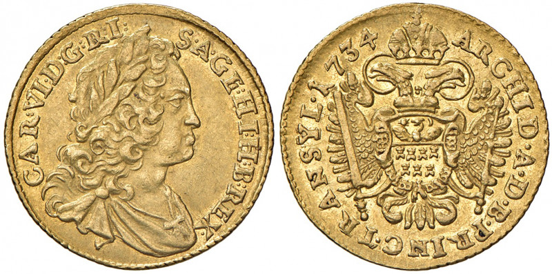 Karl VI. 1711 - 1740
Dukat, 1734. Karlsburg
3,46g
Her. 218
vz