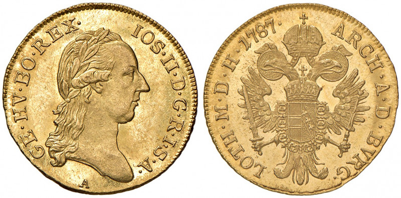 Joseph II. als Alleinregent 1780 - 1790
Dukat, 1787, A. Wien
3,48g
Her. 29
f.stg...