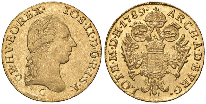 Joseph II. als Alleinregent 1780 - 1790
Dukat, 1789, G. Nagybanya
3,48g
Her. 70
...