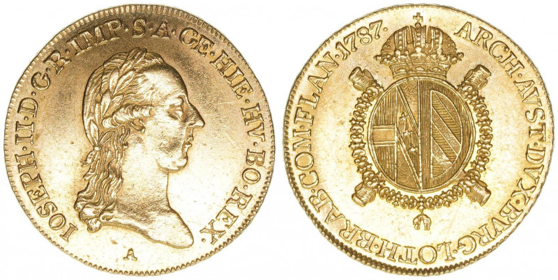 Joseph II. als Alleinregent 1780 - 1790
1/2 Souverain d´or, 1787, A. Wien
5,56g
...