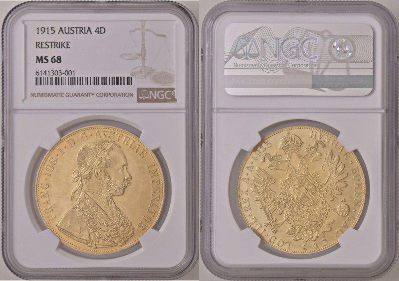 Franz Joseph I. 1848 - 1916
4 Dukaten, 1915. Original Restrike, in NGC Holder.
W...