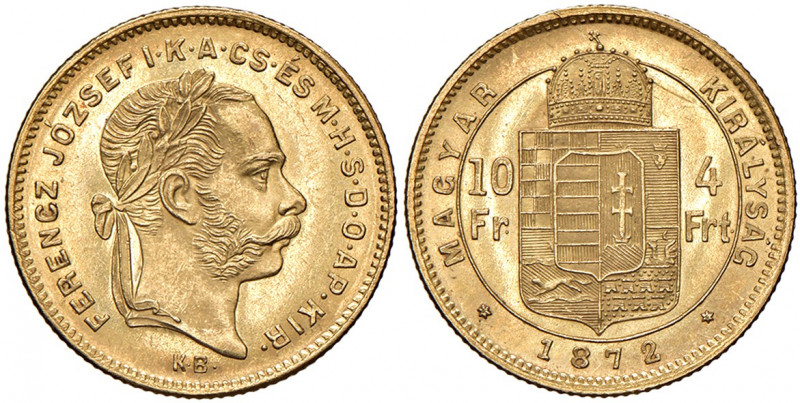 Franz Joseph I. 1848 - 1916
4 Forint, 1872, K-B. Kremnitz
3,24g
Fr. 1745
f.stgl