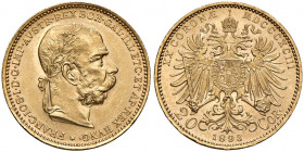 Franz Joseph I. 1848 - 1916
20 Kronen, 1893. Wien
6,78g
Fr. 1925
vz/stgl