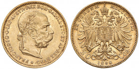 Franz Joseph I. 1848 - 1916
20 Kronen, 1898. Wien
6,78g
Fr. 1930
vz/stgl