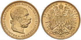 Franz Joseph I. 1848 - 1916
20 Kronen, 1901. Wien
6,78g
Fr. 1933
vz/stgl