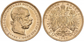 Franz Joseph I. 1848 - 1916
20 Kronen, 1902. Wien
6,78g
Fr. 1934
vz/stgl