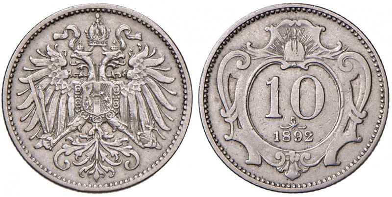 Franz Joseph I. 1848 - 1916
10 Heller, 1892. Wien
3,00g
Fr. 1996
ss+