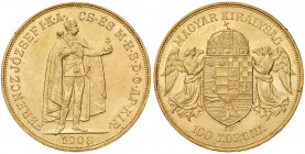 Franz Joseph I. 1848 - 1916
100 Korona, 1908, K-B. Kremnitz
33,94g
Fr. 2055
vz