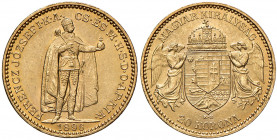 Franz Joseph I. 1848 - 1916
20 Korona, 1896, K-B. Kremnitz
6,78g
Fr. 2060
vz/stgl