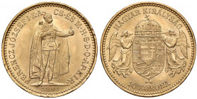 Franz Joseph I. 1848 - 1916
10 Korona, 1901, K-B. Kremnitz
3,38g
Fr. 2091
vz/stgl