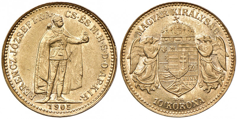 Franz Joseph I. 1848 - 1916
10 Korona, 1905, K-B. Kremnitz
3,38g
Fr. 2095
vz/stg...