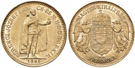 Franz Joseph I. 1848 - 1916
10 Korona, 1905, K-B. Kremnitz
3,38g
Fr. 2095
vz/stgl