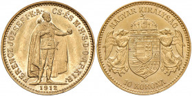 Franz Joseph I. 1848 - 1916
10 Korona, 1912, K-B. Kremnitz
3,38g
Fr. 2102
f.stgl