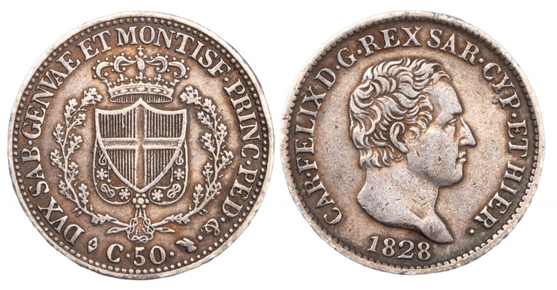 CARLO FELICE (1821-1831) - 50 centesimi 1828, Torino (L)
Argento
Gigante 93
C...