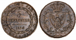 CARLO FELICE (1821-1831) - 3 centesimi 1826, Torino
Rame
Gigante 110
Segnetti, altrimenti buon BB