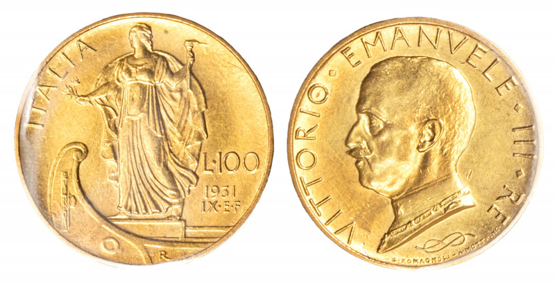 VITTORIO EMANUELE III (1900-1943) - 100 lire 1931 anno IX
Oro
Gigante 9
Sigil...